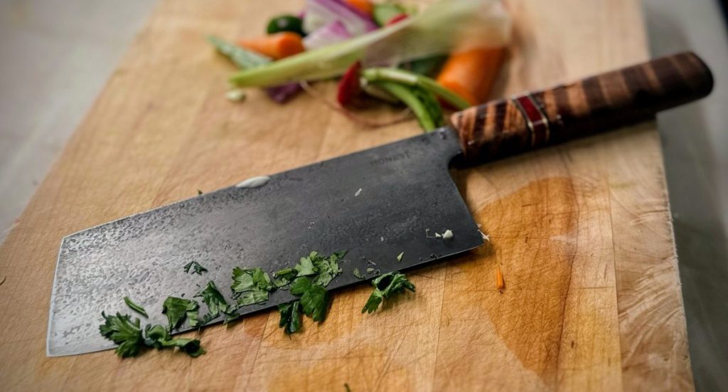 A Custom Nakiri Kitchen Knife Handmade in Rocklin, CA USA